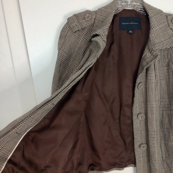 Banana Republic Houndstooth Plaid Wool-Blend Blazer Jacket - Picture 6 of 11
